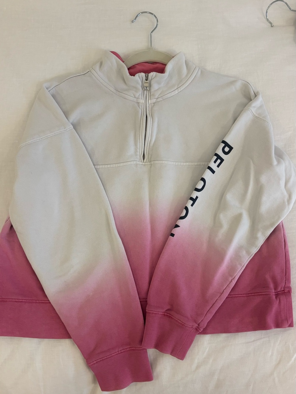 Peloton Cream to Pink Ombre Half-Zip Pullover Sweatshirt